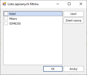 lista_obiektów zapisane filtry